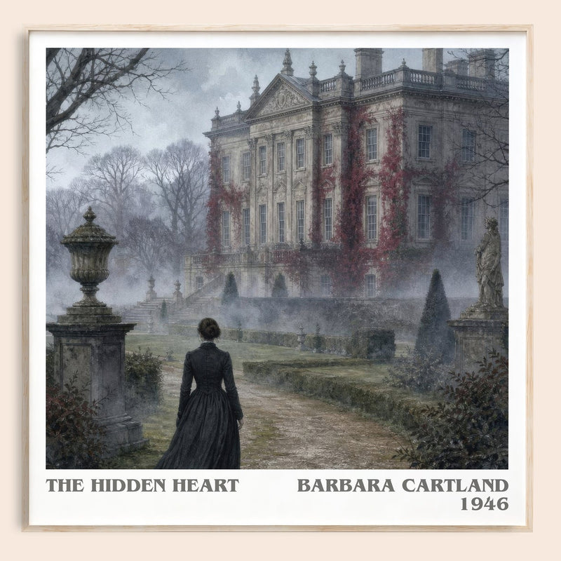 The Hidden Heart literary book poster by Barbara Cartland – framed literary art print