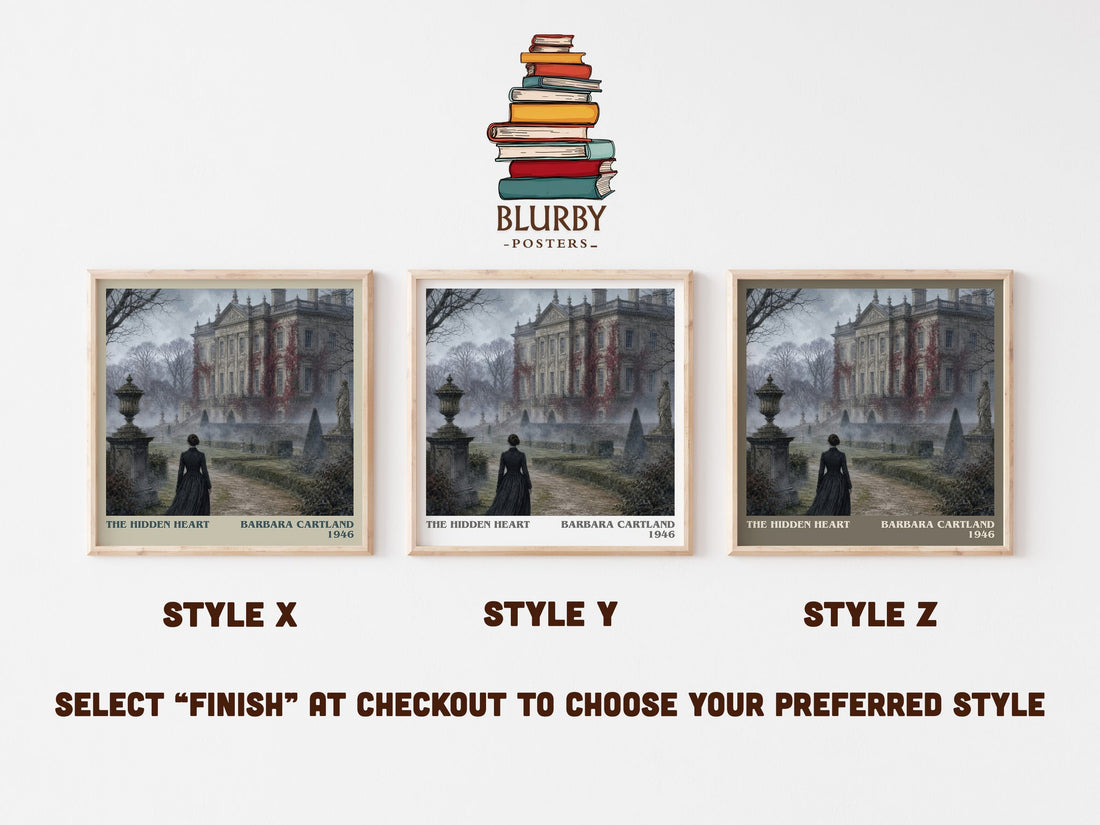 The Hidden Heart literary print in frame leaning in hallway – romance wall art (mockup)