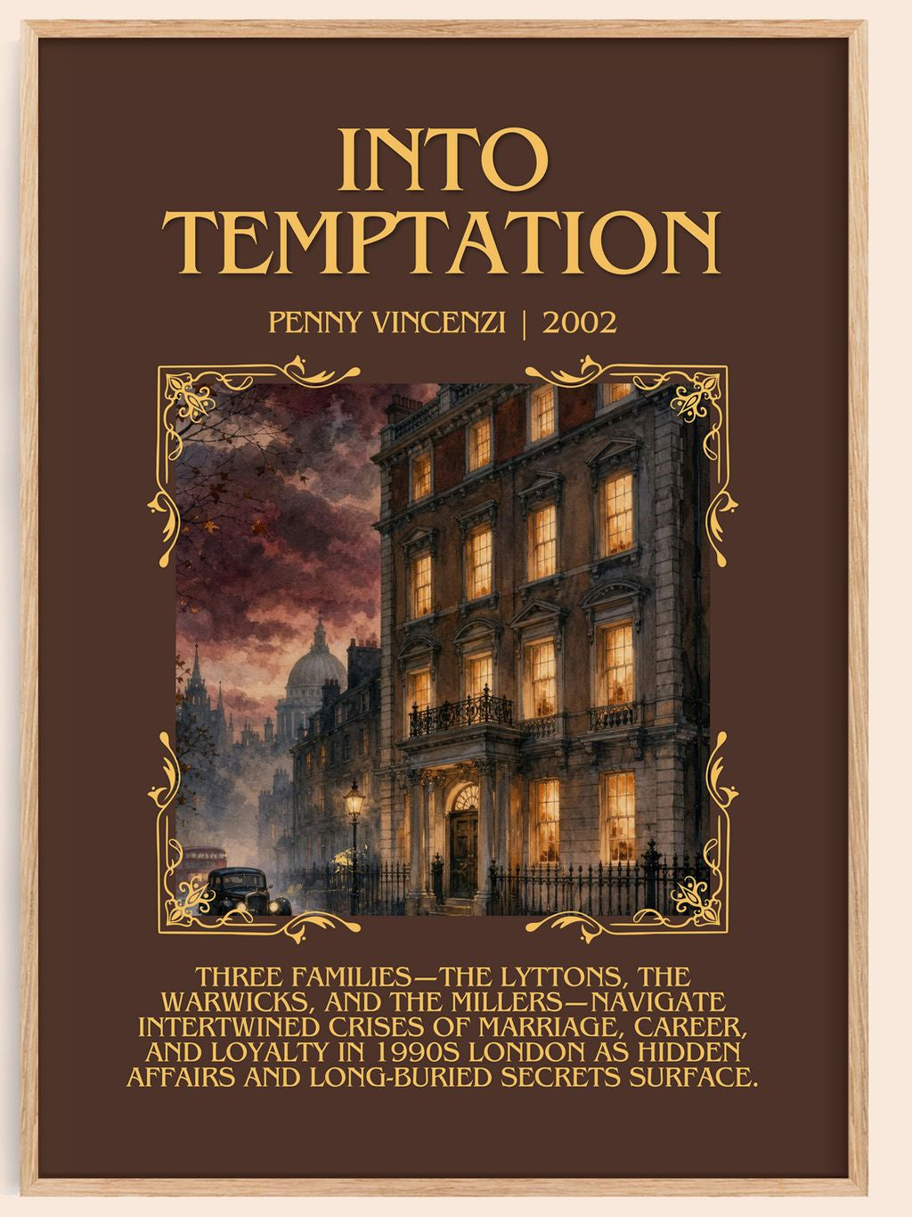 Into Temptation Minimalist Book Poster by Penny Vincenzi – book poster