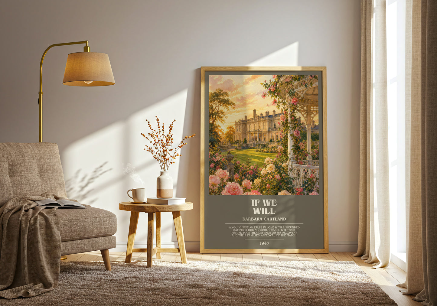 If We Will bookish print on bookshelf – Barbara Cartland fan gift
