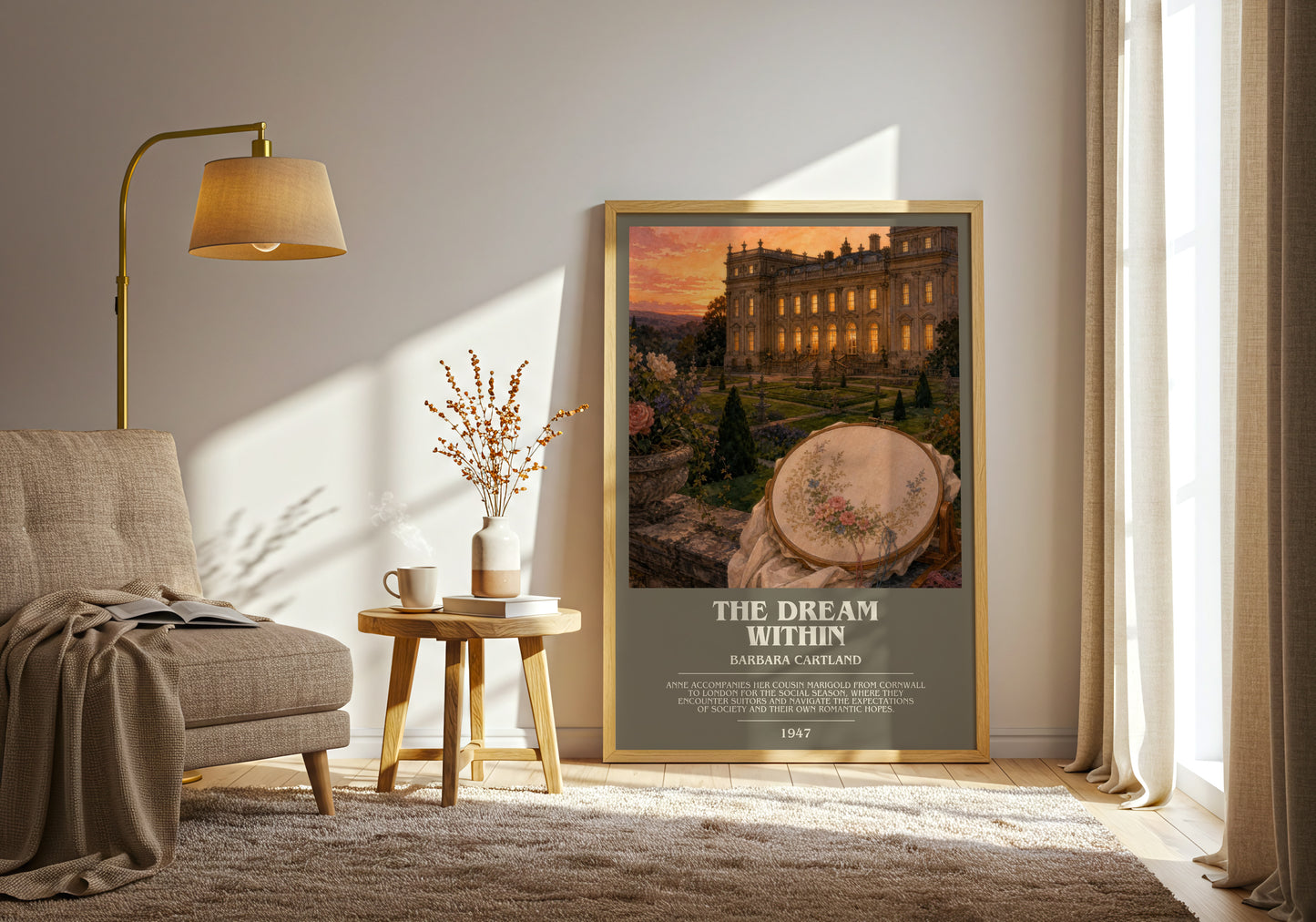 The Dream Within bookish print on bookshelf – Barbara Cartland fan gift