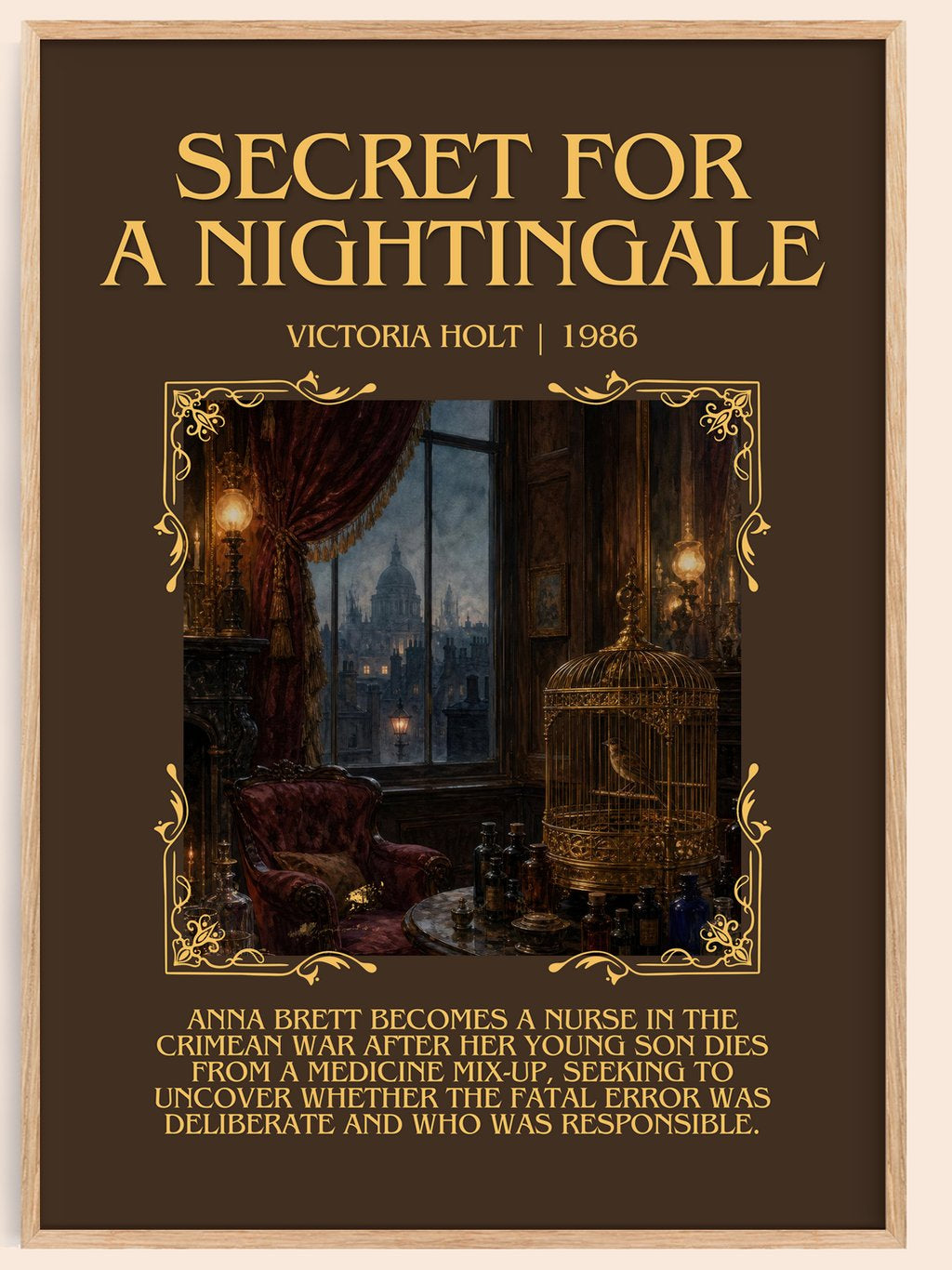 Secret for a Nightingale Minimalist Book Poster by Victoria Holt – book poster