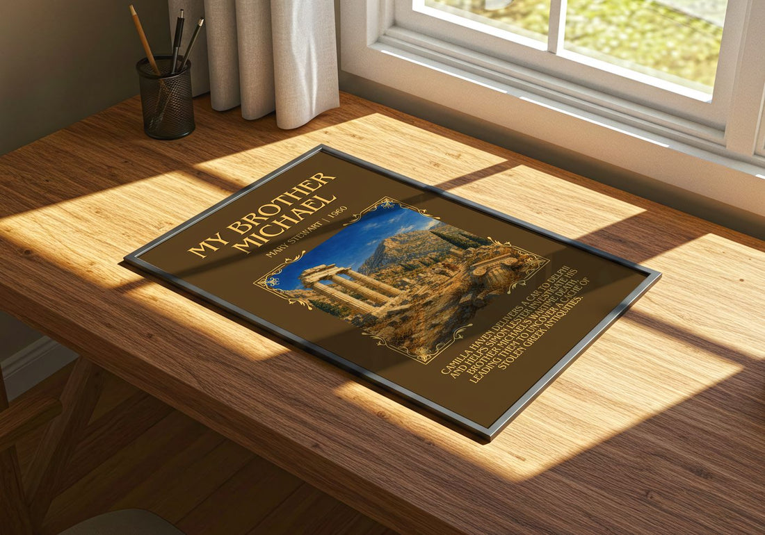 My Brother Michael Minimalist Book Poster by Mary Stewart – print on a sunlit desk