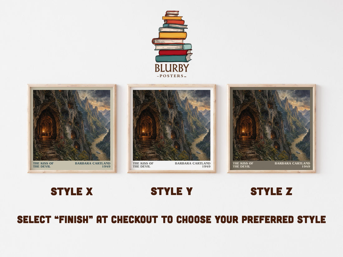 The Kiss Of The Devil literary print in frame leaning in hallway – romance wall art (mockup)
