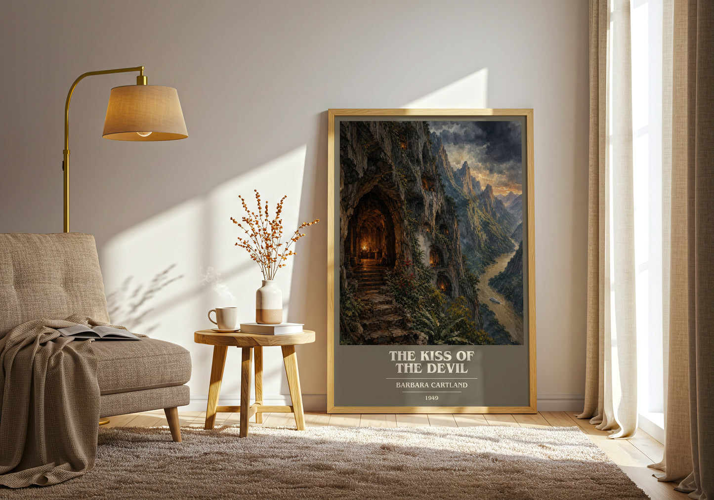 The Kiss Of The Devil book cover print on bookshelf – Barbara Cartland fan gift