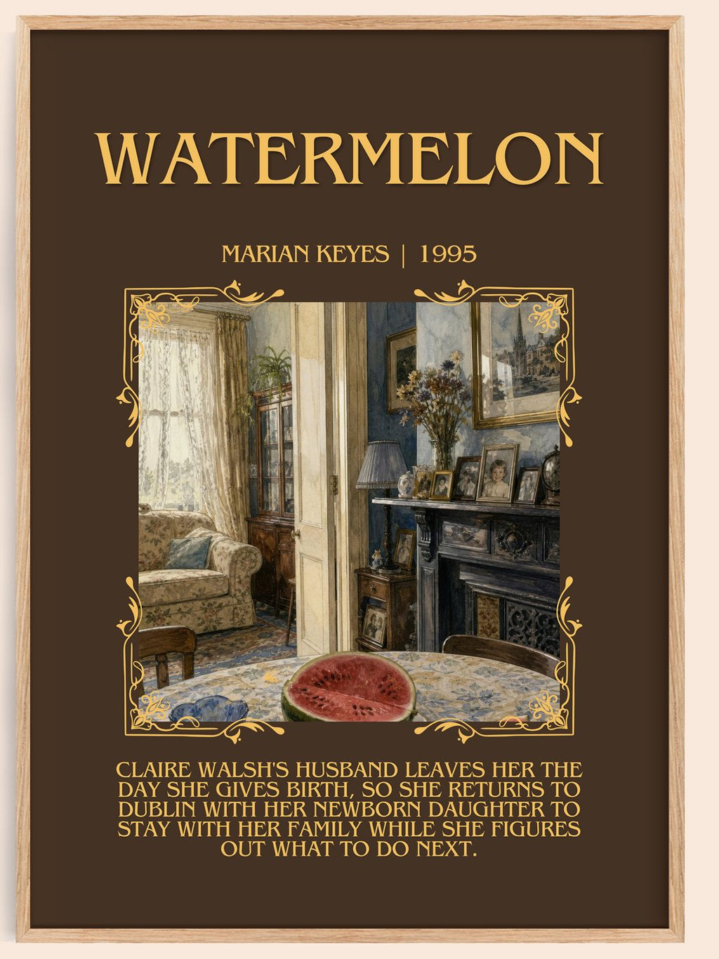 Watermelon Minimalist Book Poster by Marian Keyes – book poster