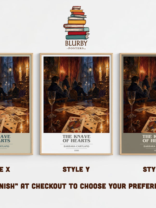 The Knave Of Hearts book cover print in frame leaning in hallway – romance wall art