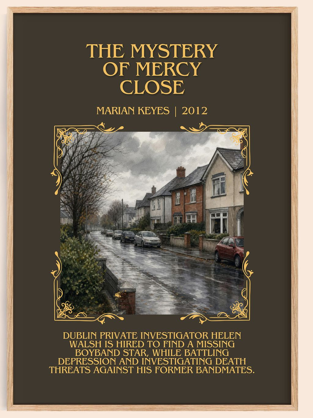 The Mystery of Mercy Close Minimalist Book Poster by Marian Keyes – book poster