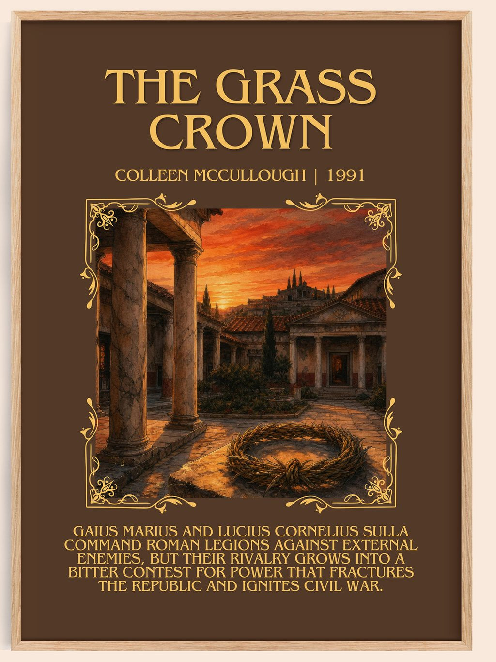 The Grass Crown Minimalist Book Poster by Colleen McCullough – book poster