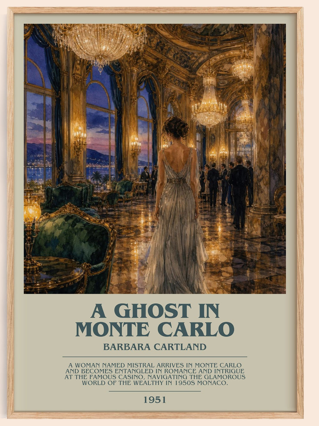 A Ghost In Monte Carlo bookish book poster by Barbara Cartland – framed literary art print