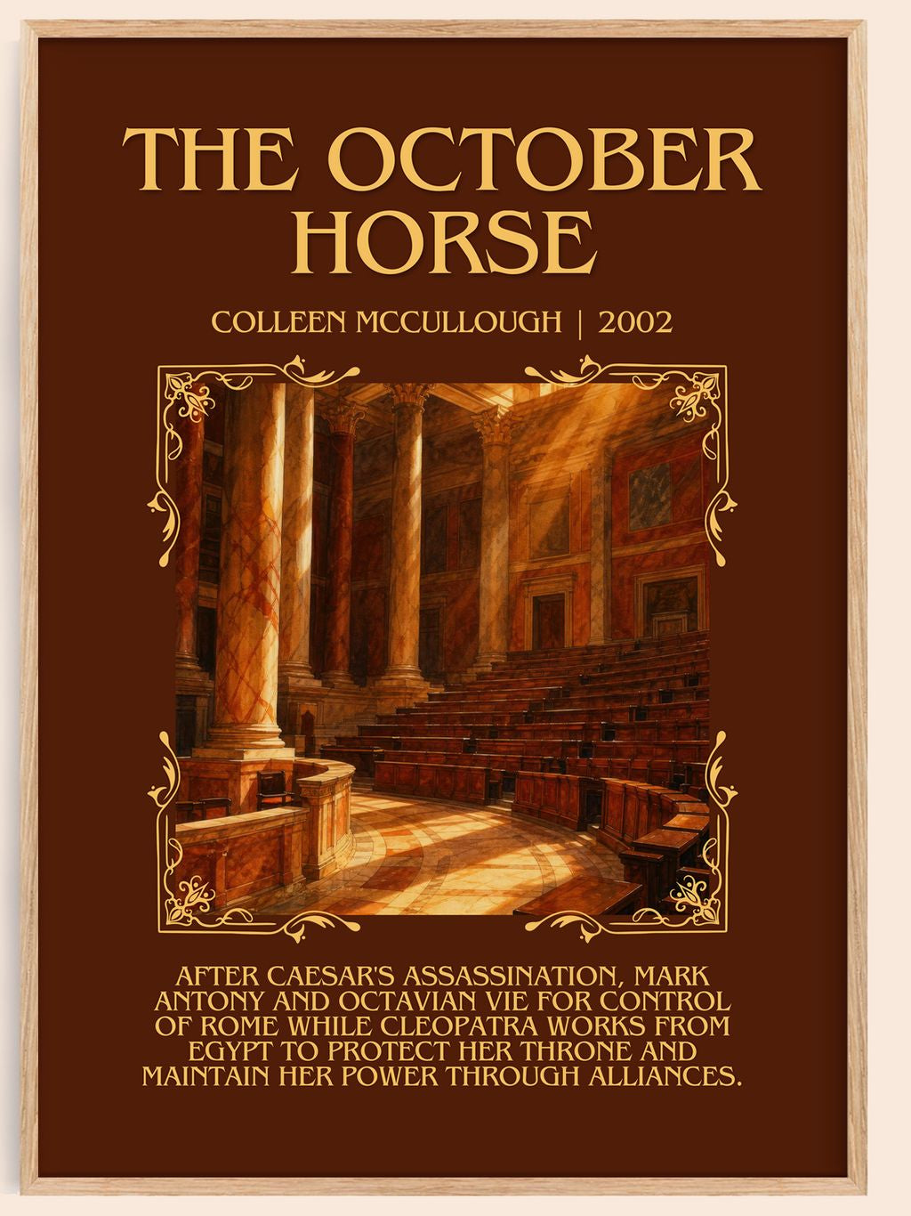 The October Horse Minimalist Book Poster by Colleen McCullough – book poster