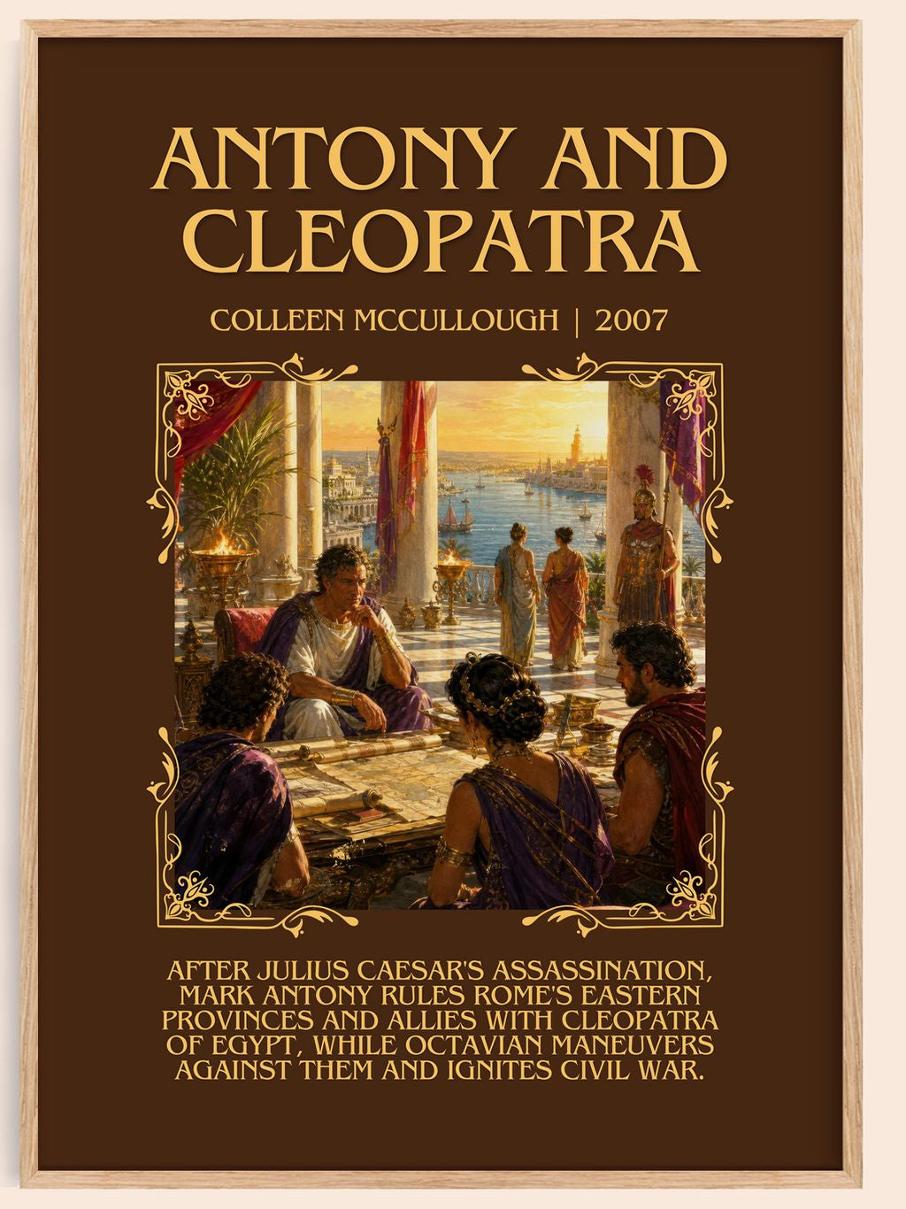 Antony and Cleopatra Minimalist Book Poster by Colleen McCullough – book poster