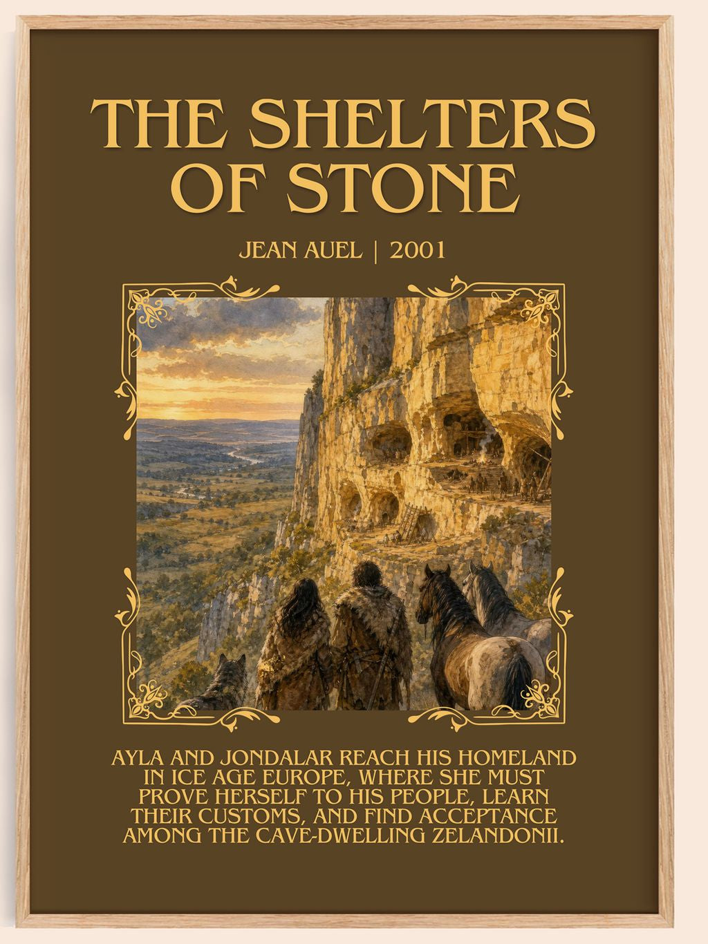 The Shelters of Stone Minimalist Book Poster by Jean Auel – book poster