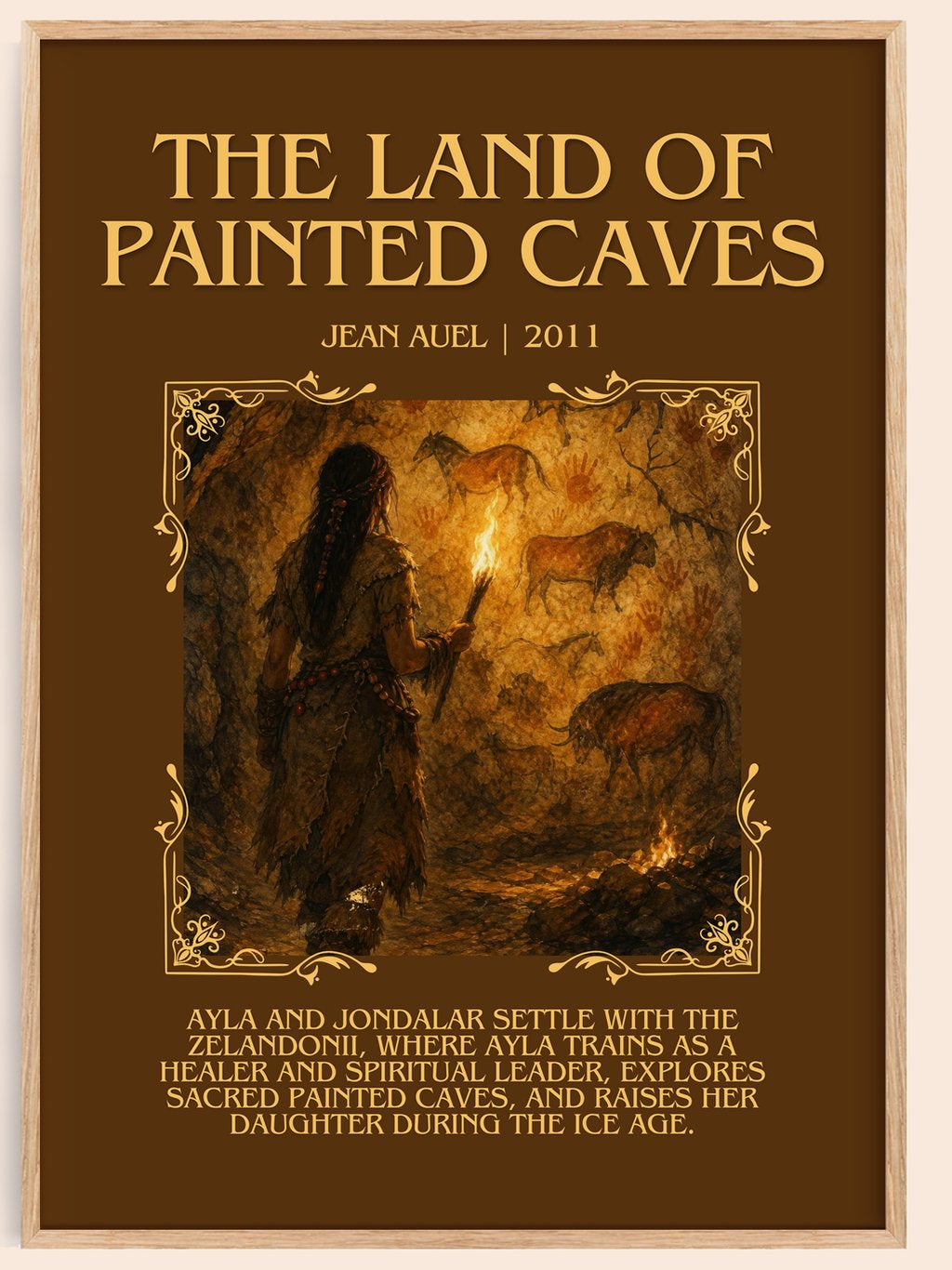 The Land of Painted Caves Minimalist Book Poster by Jean Auel – book poster