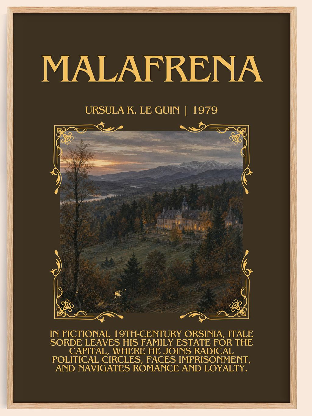 Malafrena Minimalist Book Poster by Ursula K. Le Guin – book poster