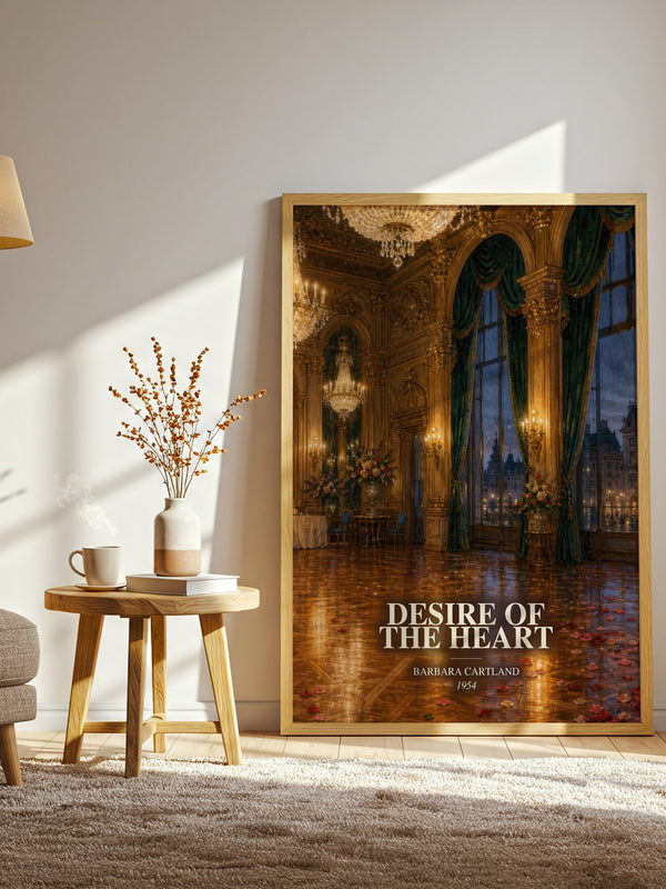 Desire Of The Heart watercolour print in frame leaning in hallway – romance wall art