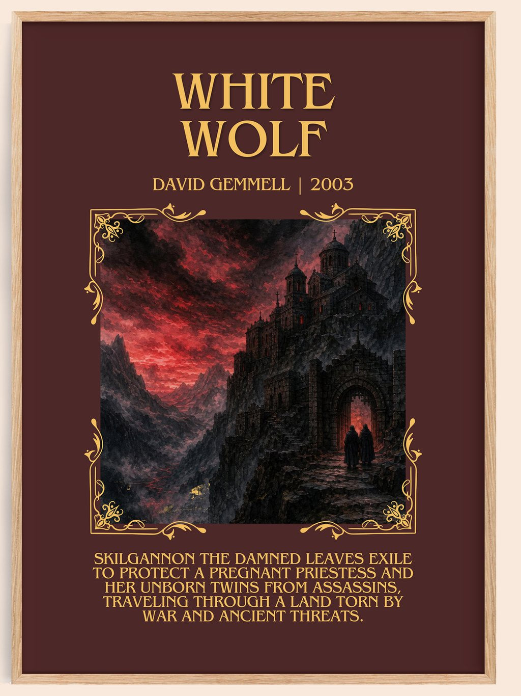 White Wolf Minimalist Book Poster by David Gemmell – book poster
