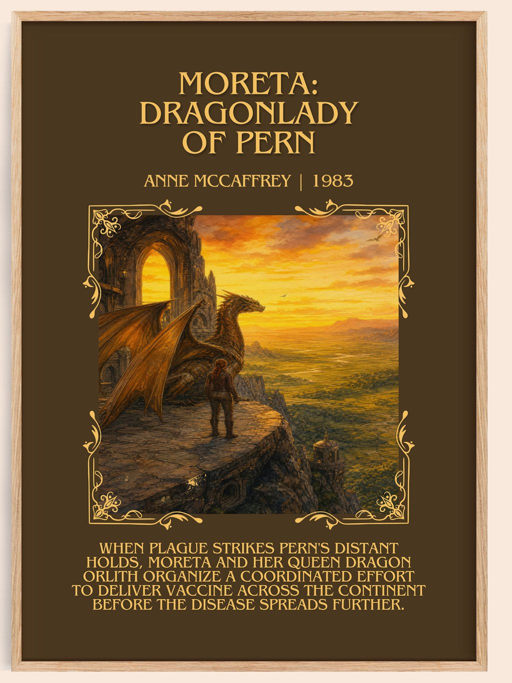Moreta: Dragonlady of Pern Minimalist Book Poster by Anne McCaffrey – book poster