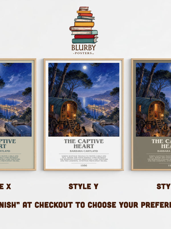 The Captive Heart bookish print in frame leaning in hallway – romance wall art