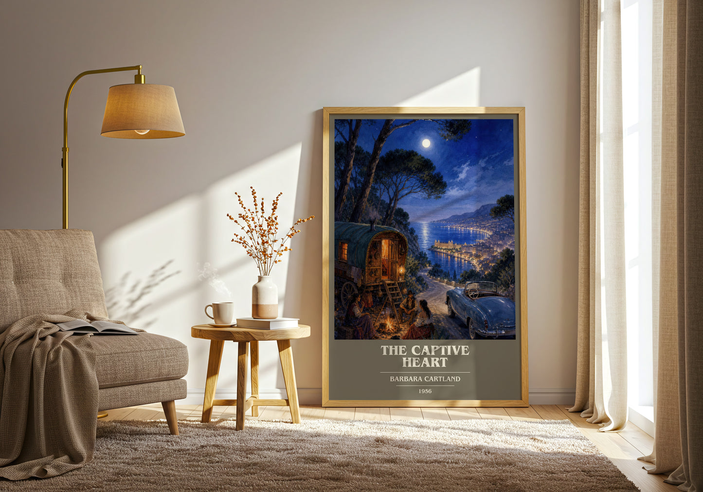The Captive Heart book cover print on bookshelf – Barbara Cartland fan gift