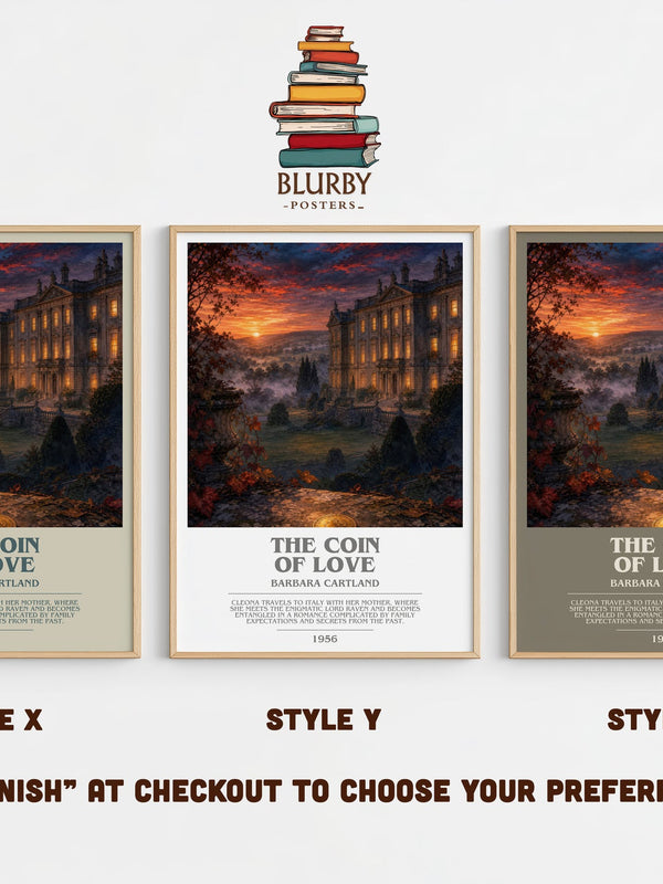 The Coin Of Love bookish print in frame leaning in hallway – romance wall art