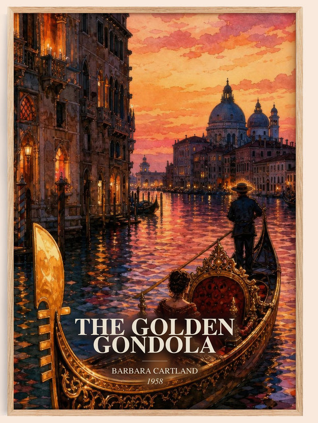 The Golden Gondola Book Watercolour Illustration by Barbara Cartland