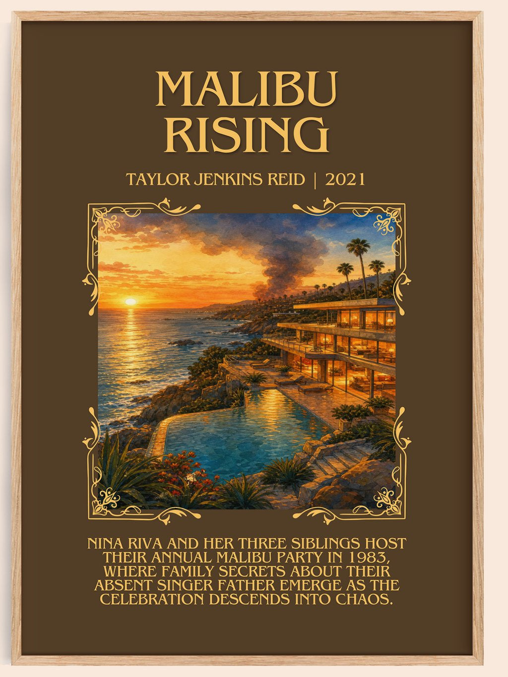 Malibu Rising Minimalist Book Poster by Taylor Jenkins Reid – book poster