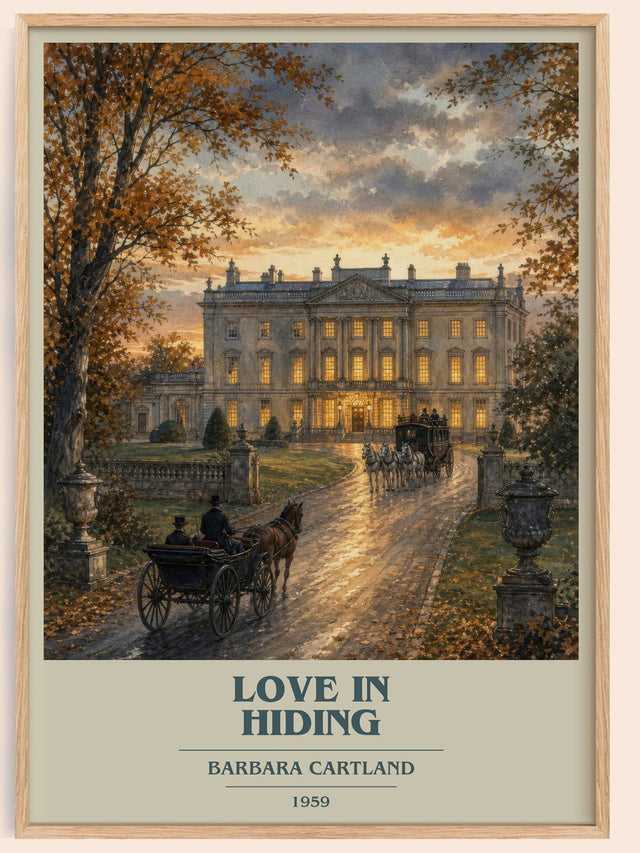 Love In Hiding Book Cover Poster by Barbara Cartland