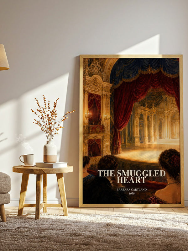 The Smuggled Heart watercolour print in frame leaning in hallway – romance wall art