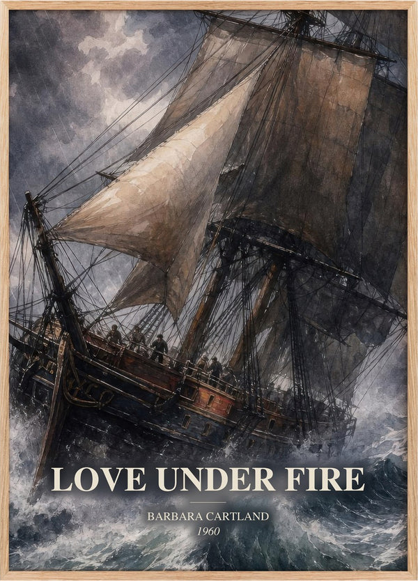 Love Under Fire Book Watercolour Illustration by Barbara Cartland
