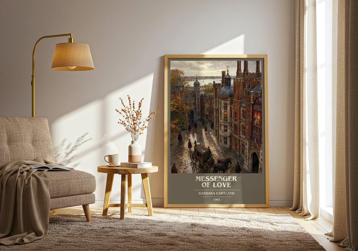 Messenger Of Love book cover print on bookshelf – Barbara Cartland fan gift