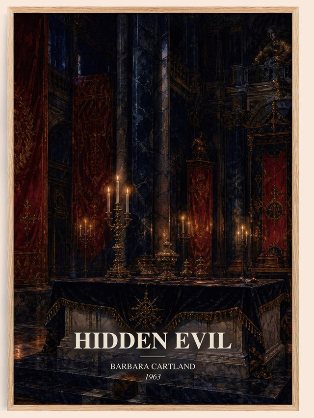 Hidden Evil Book Watercolour Illustration by Barbara Cartland