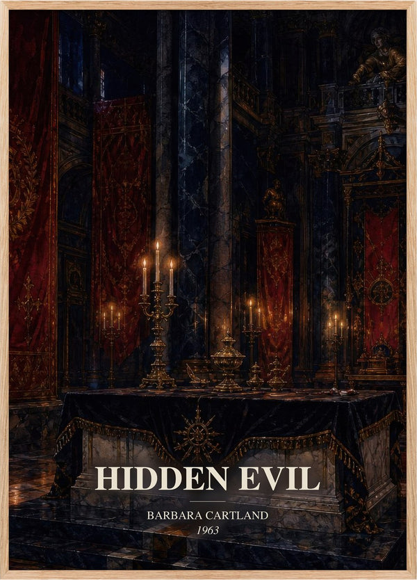 Hidden Evil Book Watercolour Illustration by Barbara Cartland