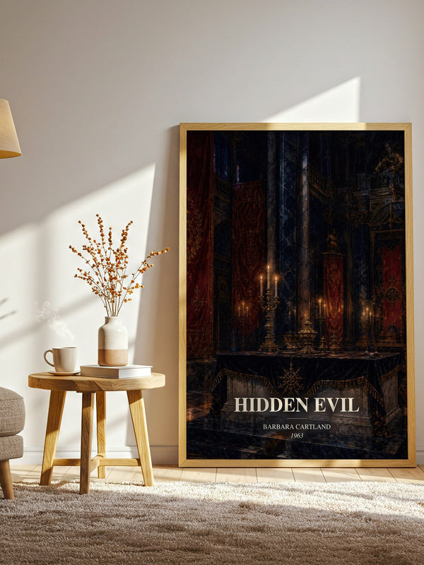 Hidden Evil watercolour print in frame leaning in hallway – romance wall art