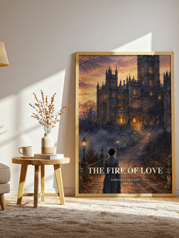 The Fire Of Love watercolour print in frame leaning in hallway – romance wall art