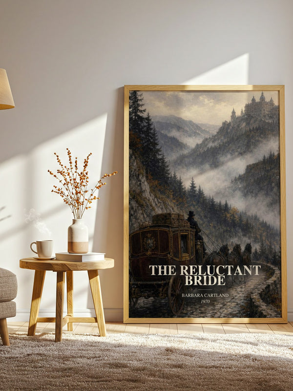 The Reluctant Bride watercolour print in frame leaning in hallway – romance wall art