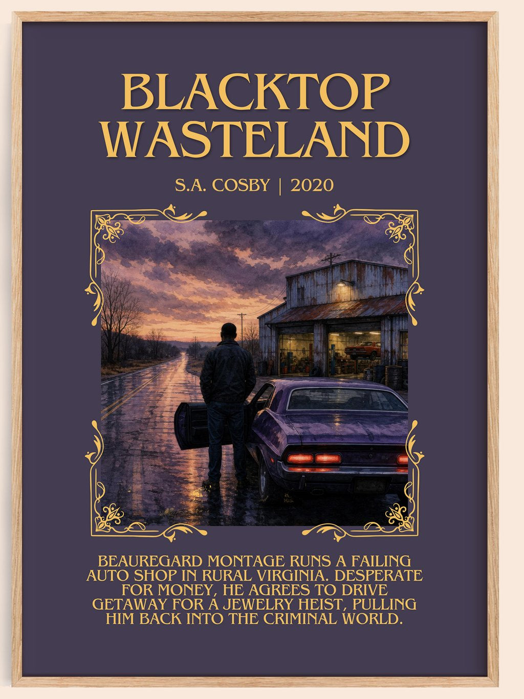 Blacktop Wasteland Minimalist Book Poster by S.A. Cosby – book poster