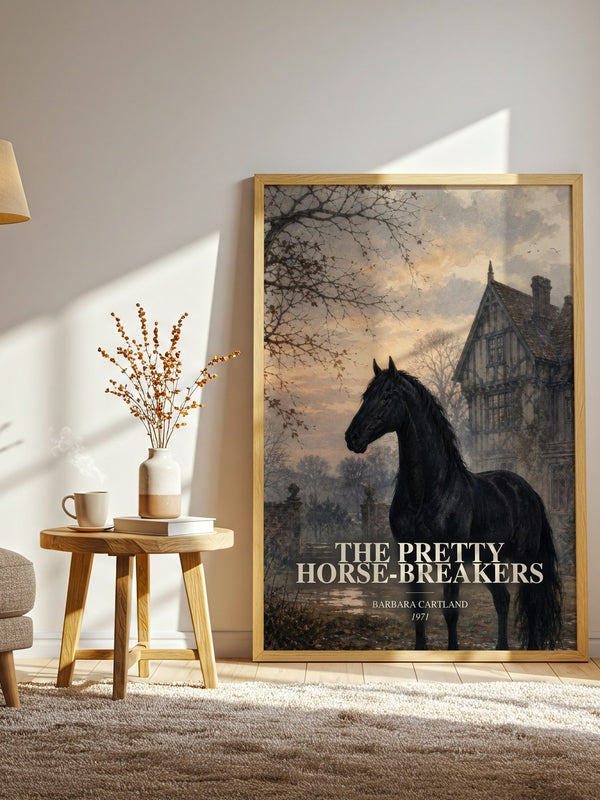 The Pretty Horse-Breakers watercolour print in frame leaning in hallway – romance wall art