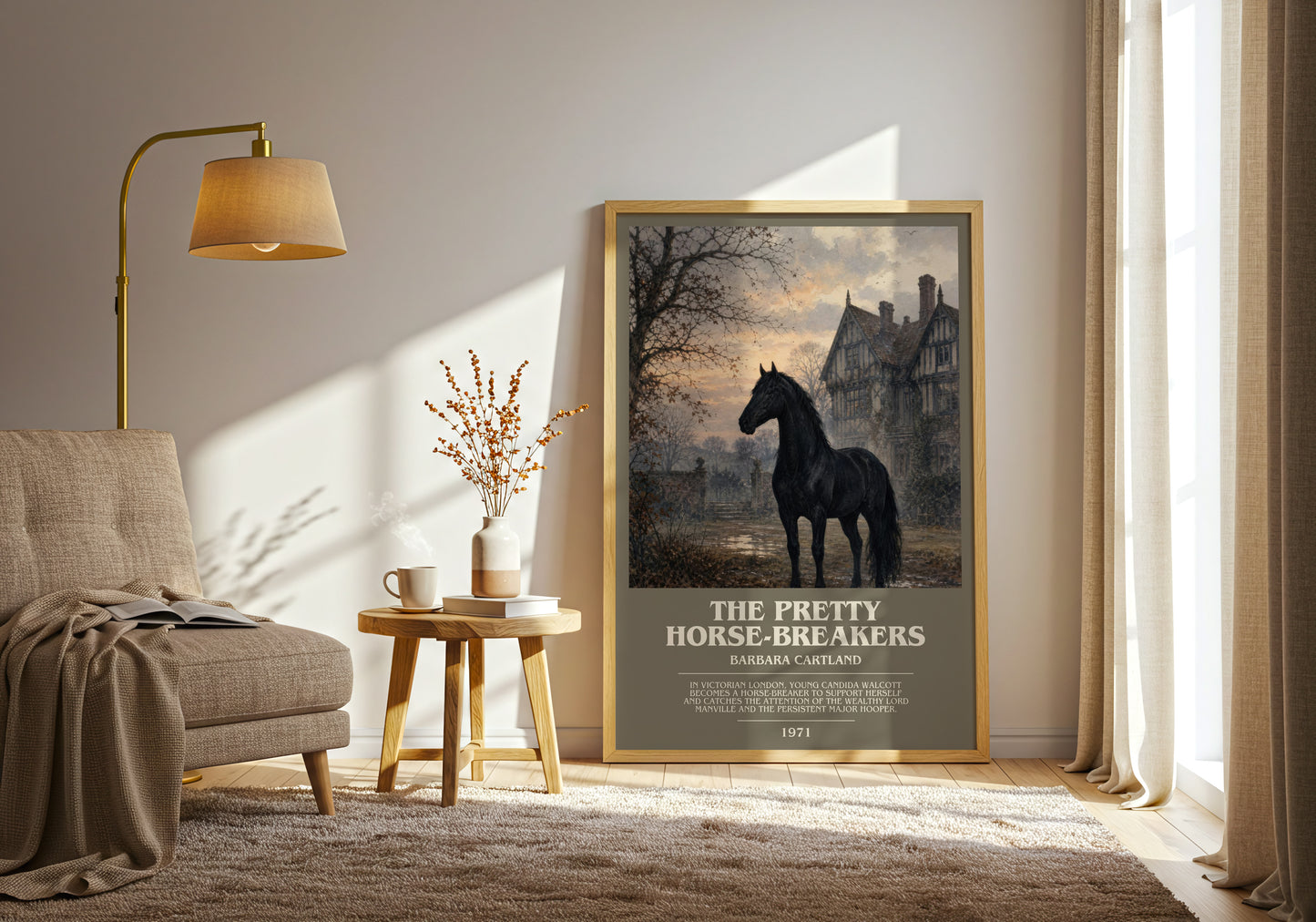 The Pretty Horse-Breakers bookish print on bookshelf – Barbara Cartland fan gift