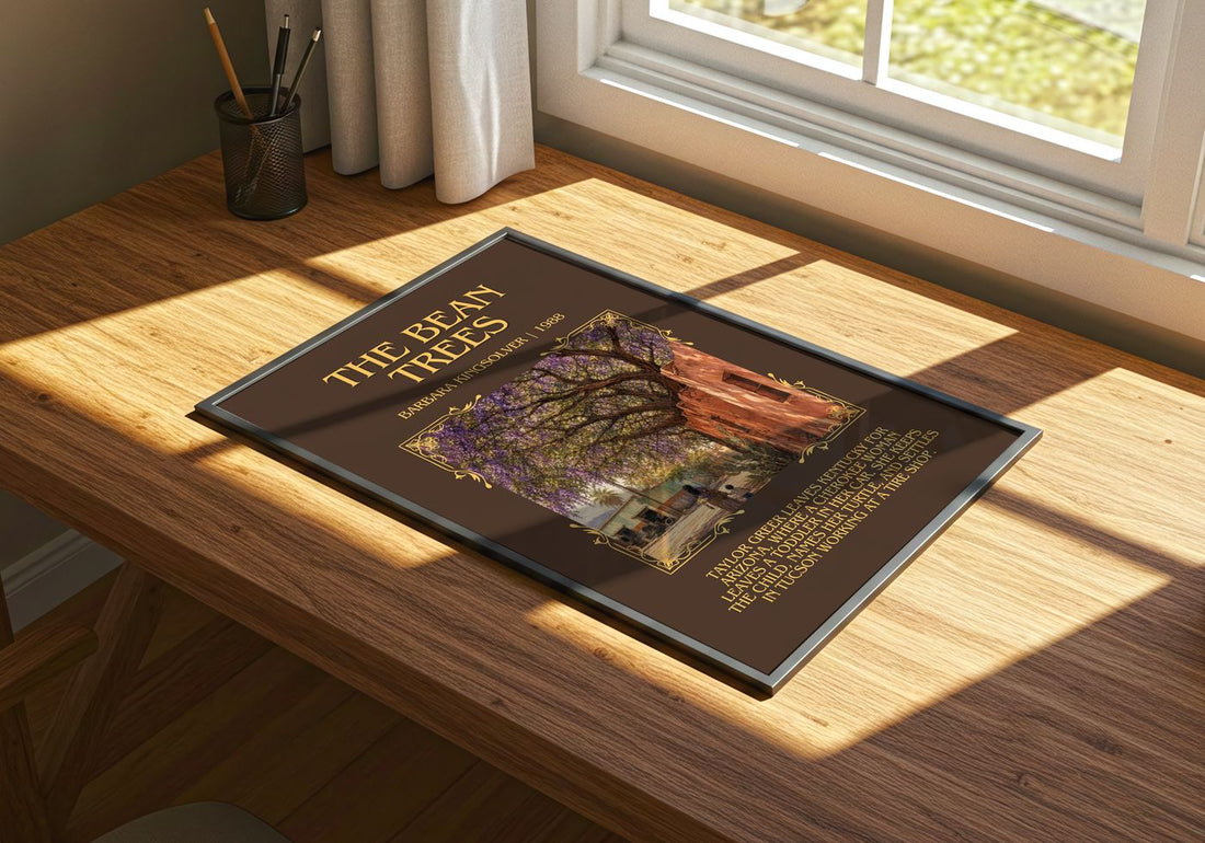 The Bean Trees Minimalist Book Poster by Barbara Kingsolver – print on a sunlit desk