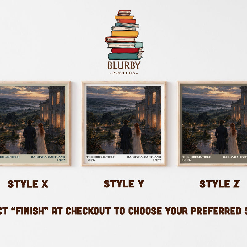 The Irresistible Buck literary print in frame leaning in hallway – romance wall art