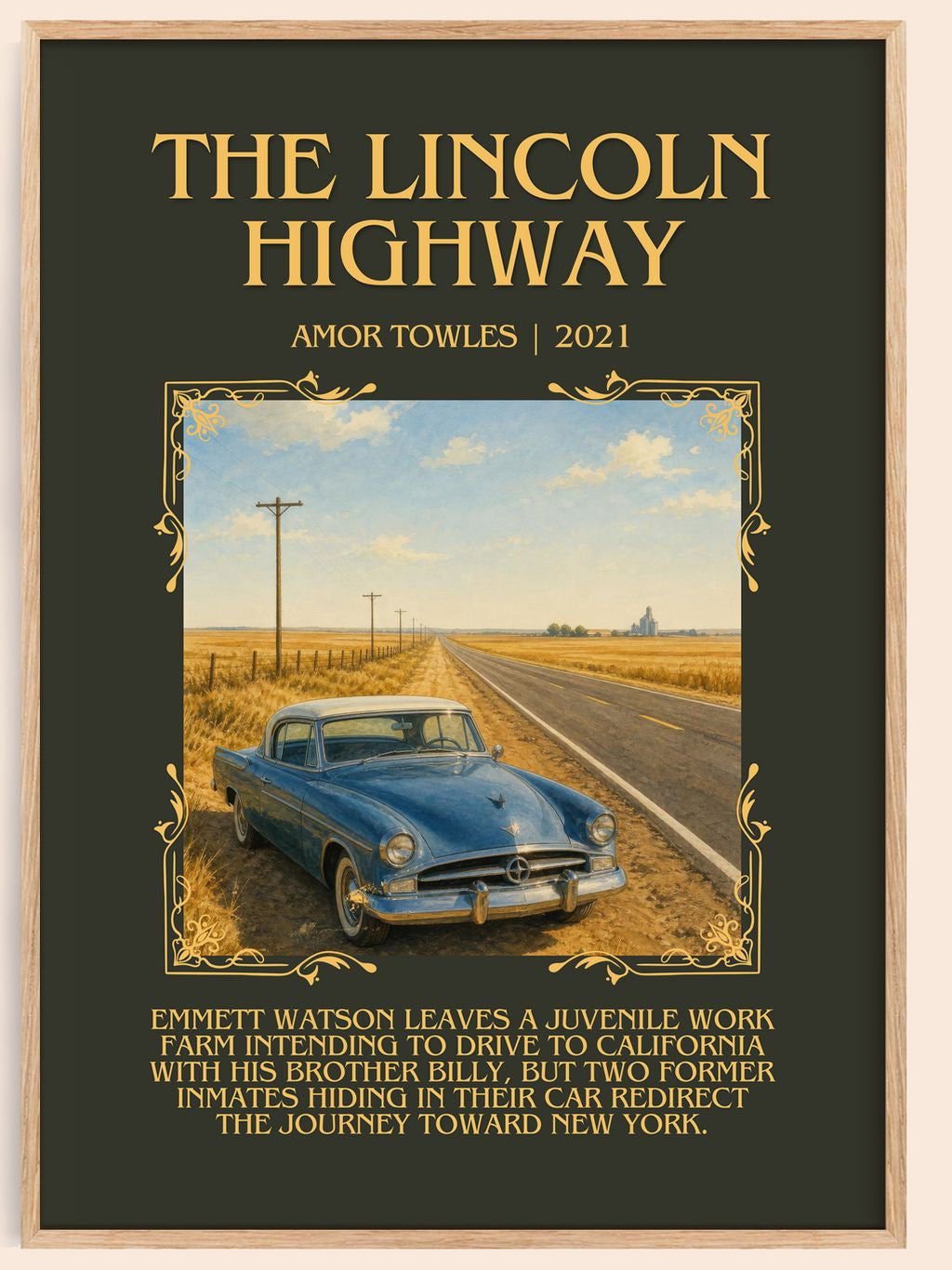 The Lincoln Highway Minimalist Book Poster by Amor Towles – book poster