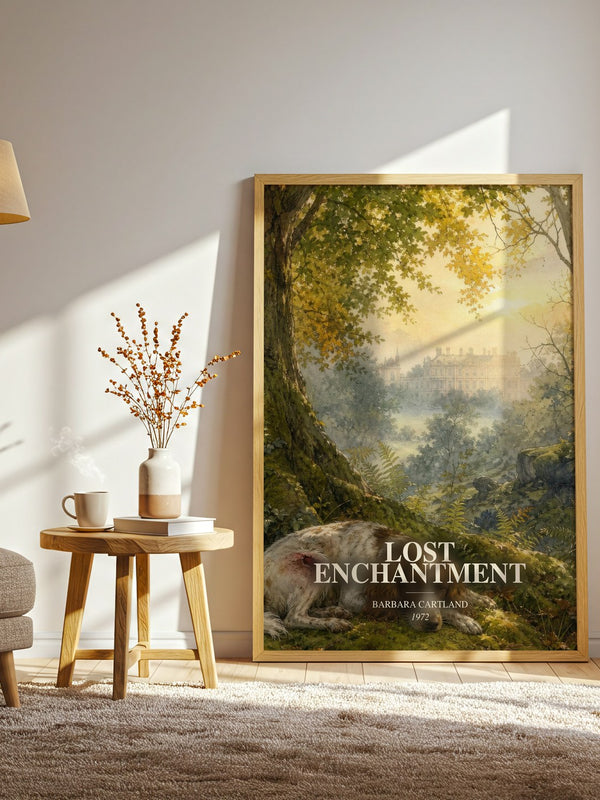 Lost Enchantment watercolour print in frame leaning in hallway – romance wall art