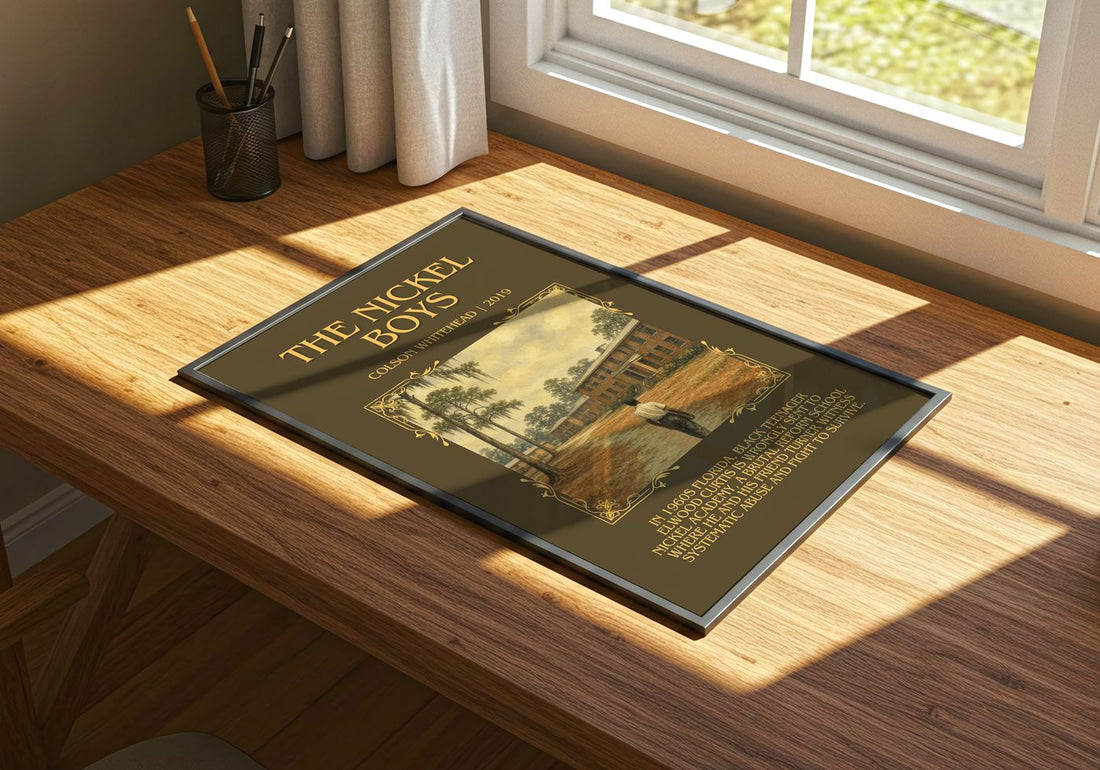 The Nickel Boys Minimalist Book Poster by Colson Whitehead – print on a sunlit desk
