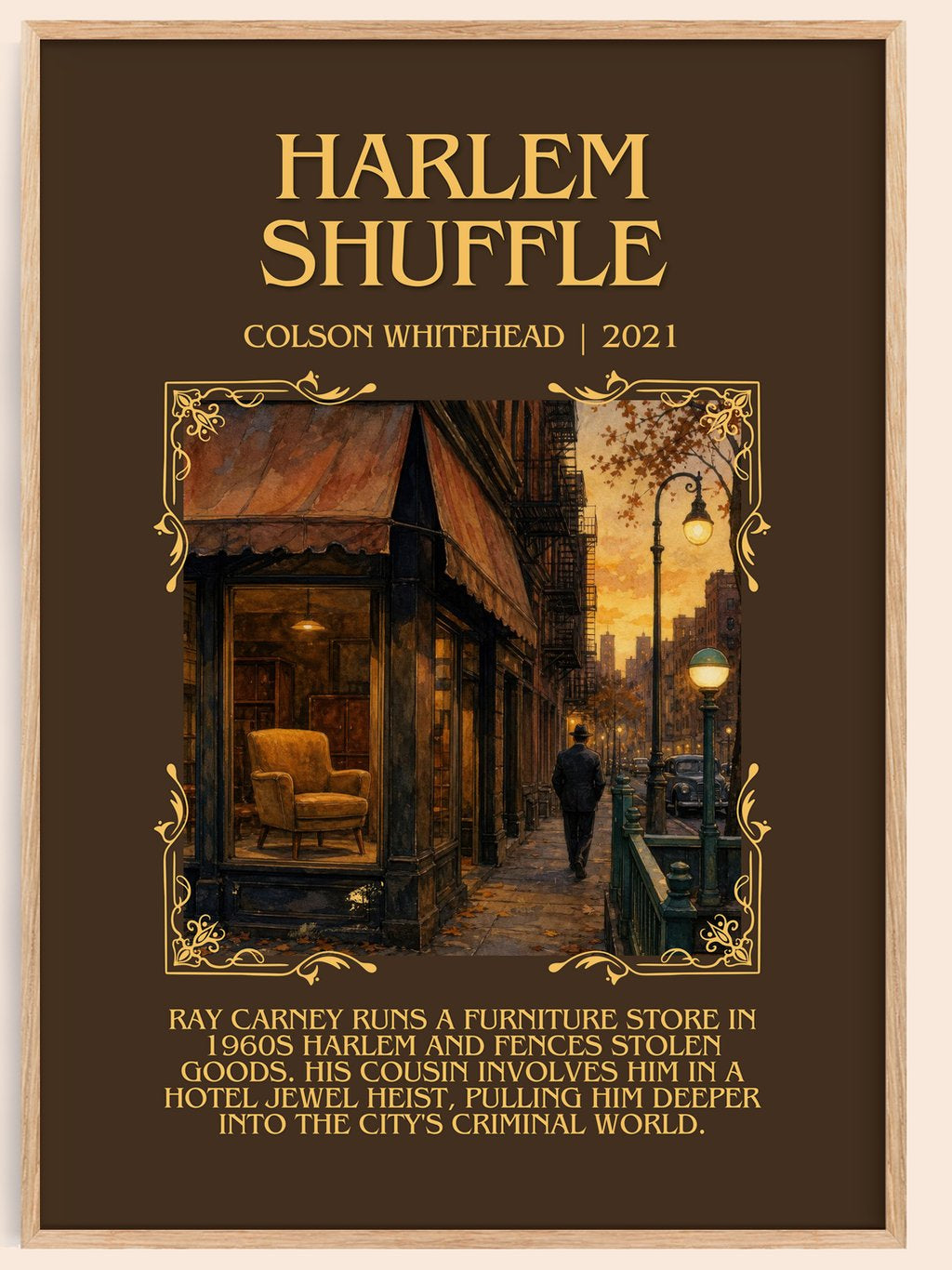 Harlem Shuffle Minimalist Book Poster by Colson Whitehead – book poster