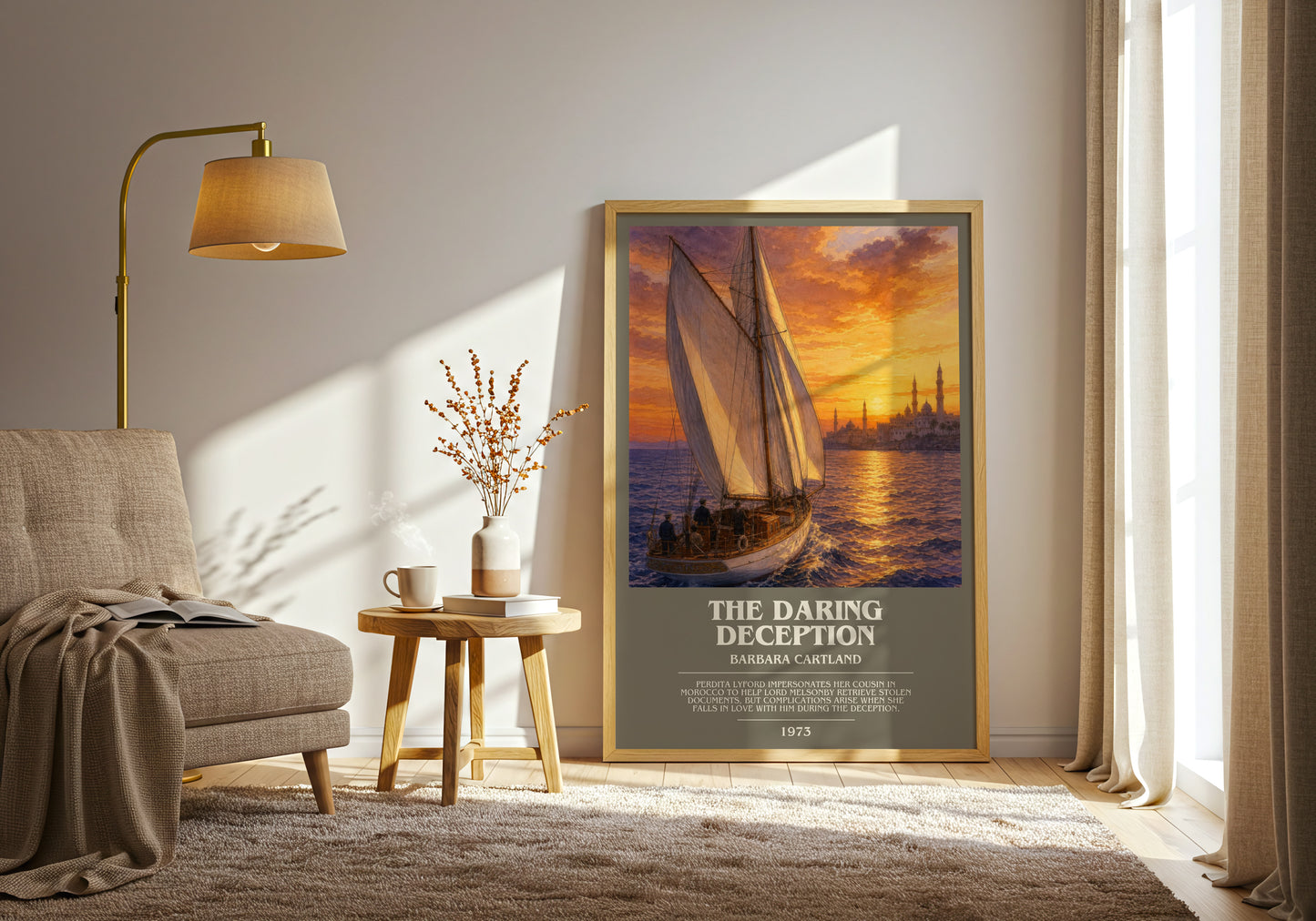 The Daring Deception bookish print on bookshelf – Barbara Cartland fan gift