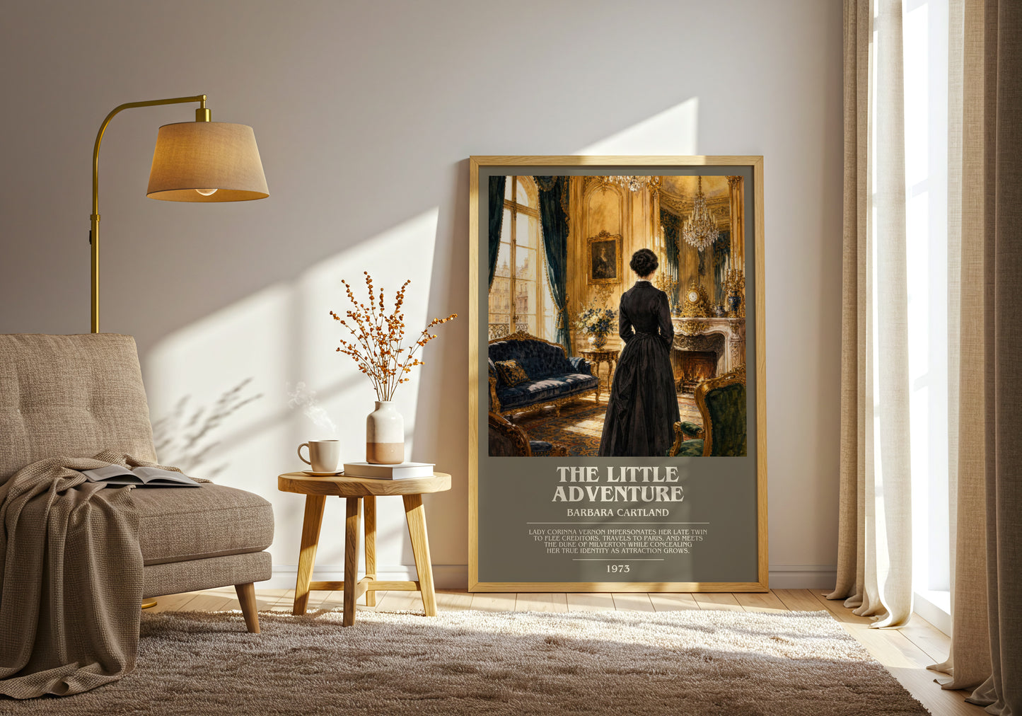 The Little Adventure bookish print on bookshelf – Barbara Cartland fan gift