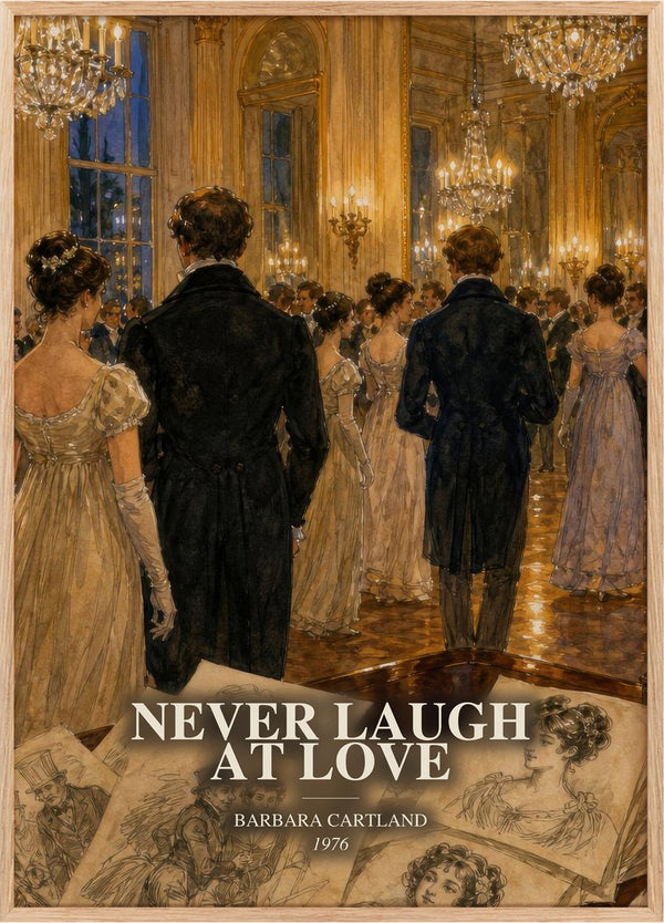 Never Laugh At Love Book Watercolour Illustration by Barbara Cartland