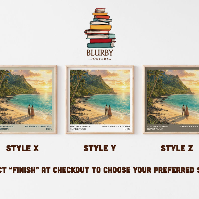 The Incredible Honeymoon literary print in frame leaning in hallway – romance wall art