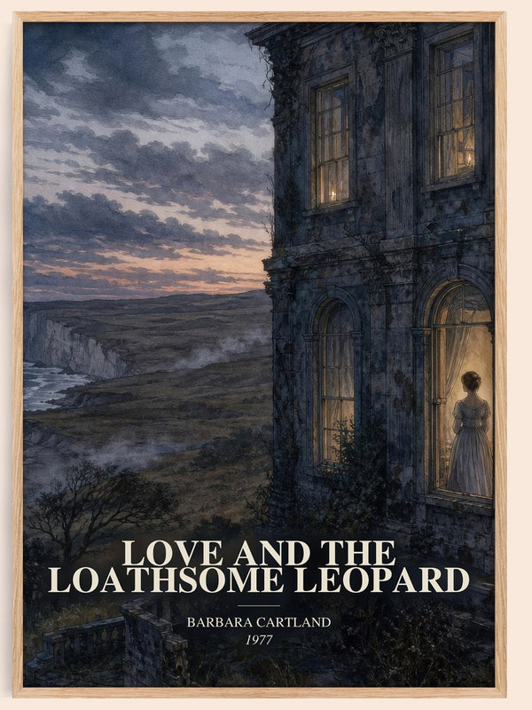 Love And The Loathsome Leopard watercolour book poster by Barbara Cartland – framed literary art print